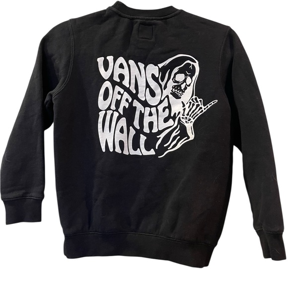 Vans Other - Vans Off The Wall Kids Black Crew Sweatshirt Grim Reaper Design Size Small